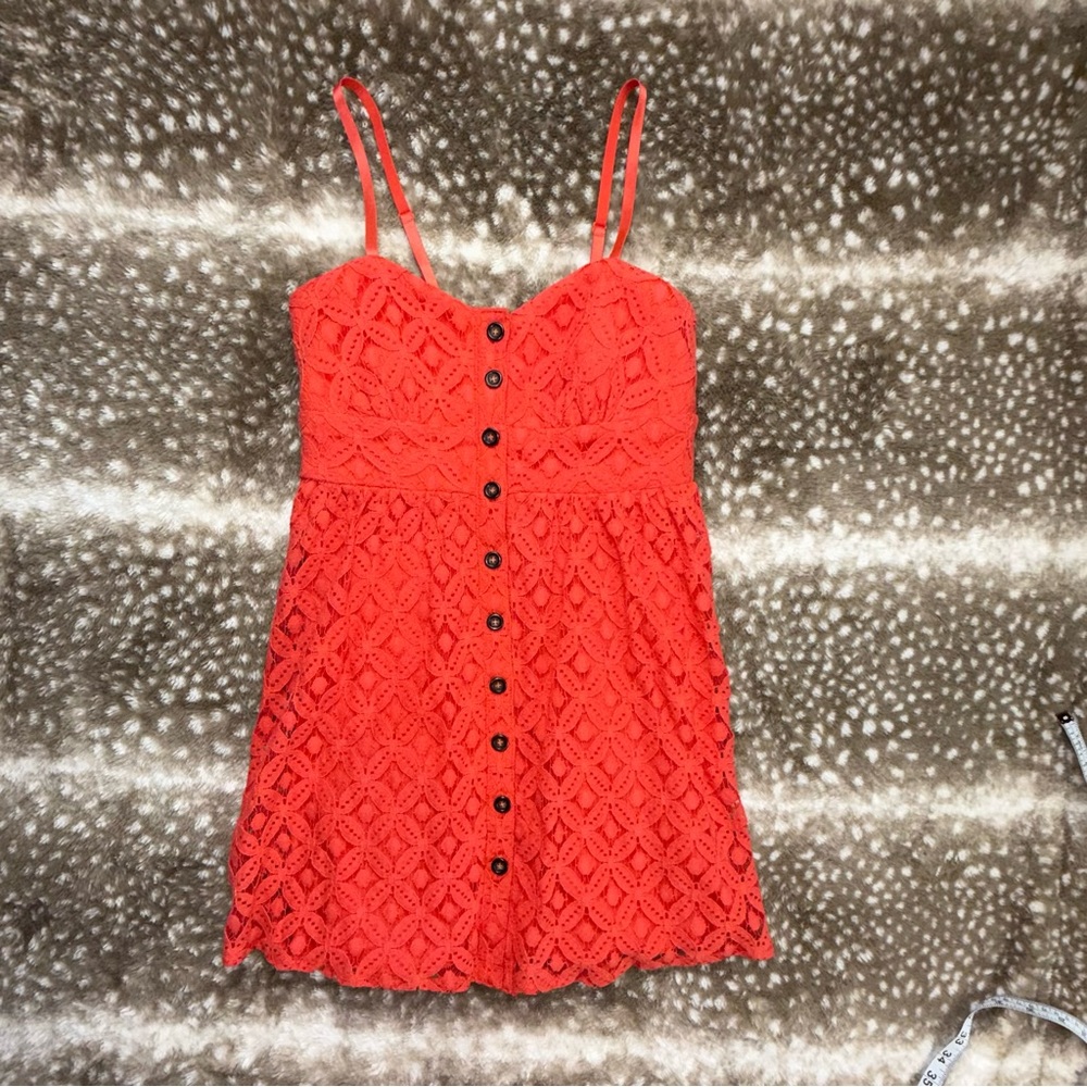 Three Hearts Vibrant Red Lace Dress